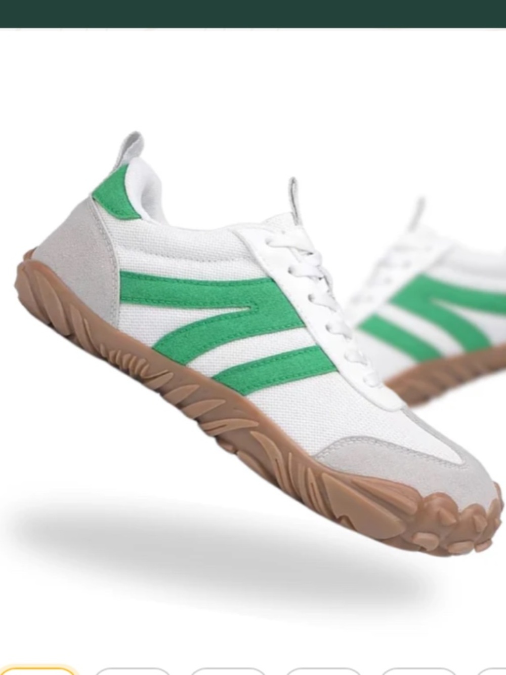 Barefoot Groovers Sneakers White Green Stripes Retro Minimalist Sneakers Size 43